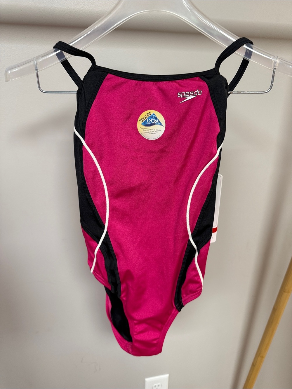 Speedo Magenta & Black Athletic One-Piece Swimwear NWT